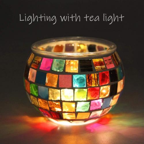 Colorful Honeycomb Mosaic Candelabra