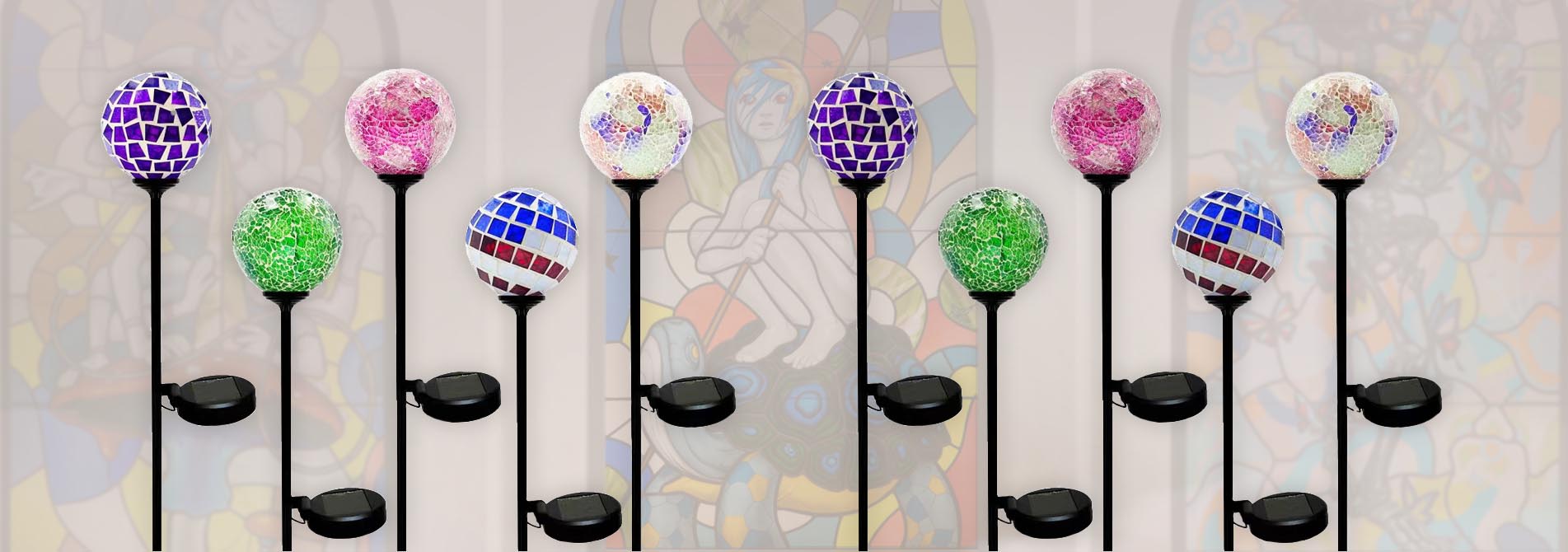 Lámpara solar de mosaico para césped de estilo pastoral, muy vendida.